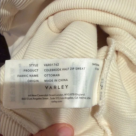 Varley Cream Half-Zip Sweatshirt - Picture 3 of 5